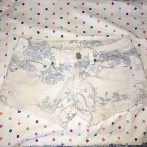 White Floral Shorts